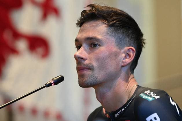 Tour De France - Team Presentation - Florence Primoz Roglic (BORA-Hansgrohe-Red Bull) portrait during press conference, PK, Pressekonferenz before Tour de France 2024 Grand Depart Florence Emilie_Romagne during Team presentation, Tour De France race in Florence, Italy, June 27, 2024. Photo by IPA ABACAPRESS.COM Florence Italy  Copyright: xIPA ABACAx