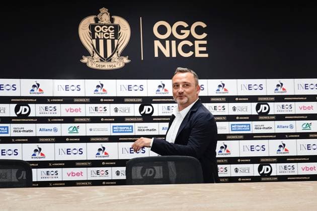 Fußball, OGC Nizza präsentiert neuen Trainer Franck Haise FOOTBALL : Présentation de Franck Haise nouvel entraineur de OGC Nice - Nice - 28 06 2024 NorbertScanella Panoramic 