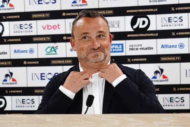 Fußball, OGC Nizza präsentiert neuen Trainer Franck Haise FOOTBALL : Présentation de Franck Haise nouvel entraineur de OGC Nice - Nice - 28 06 2024 NorbertScanella Panoramic 