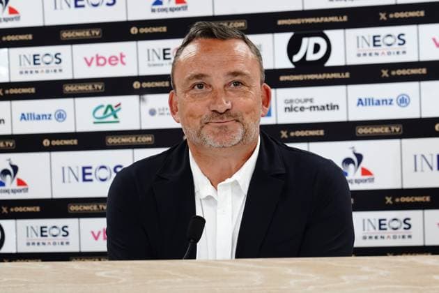 Fußball, OGC Nizza präsentiert neuen Trainer Franck Haise FOOTBALL : Présentation de Franck Haise nouvel entraineur de OGC Nice - Nice - 28 06 2024 NorbertScanella Panoramic 