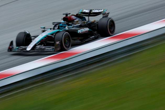 F1 Grand Prix of Austria - Practice George Russell of Great Britain driving the (63) Mercedes AMG Petronas F1 Team W15 on track during practice ahead the F1 Grand Prix of Austria at Red Bull Ring on June 28, 2024, in Spielberg, Austria. Spielberg Red Bull Ring Spielberg Austria RL_GPF1AT24_00243 Copyright: xRicardoxLarreinax
