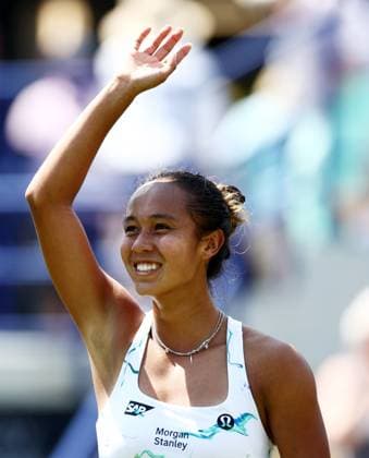 Leylah Fernandez of Canada celebrates winning their Semi Final match. Rothesay International Eastbourne, Day 6, Tennis, Devonshire Park, Eastbourne, UK - 28 June 2024  Copyright: xJamesxMarsh Shutterstockx 14555507ag
