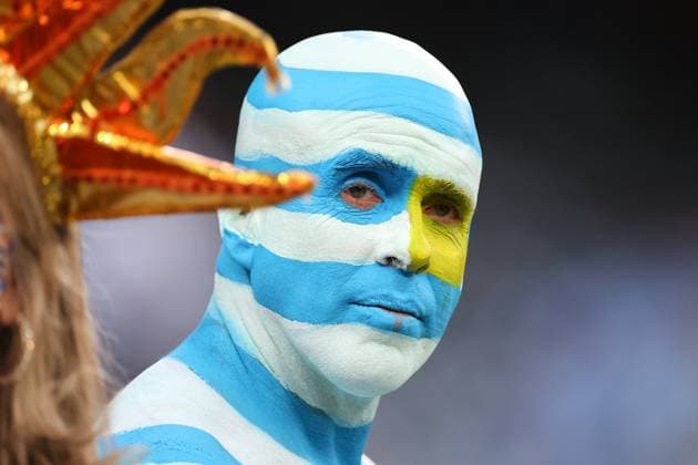 EAST RUTHERFORD, NJ - JUNE 27: Uruguay fan prior to the CONMEBOL Copa America Group C game on June 27, 2024 at MetLife Stadium in East Rutherford, New Jersey. (Photo by Rich Graessle Icon Sportswire) SOCCER: JUN 27 CONMEBOL Copa America - Uruguay vs Bolivia EDITORIAL USE ONLY Icon240627885