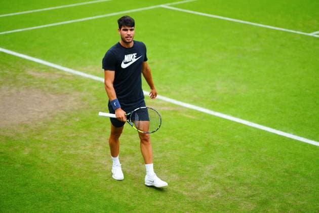 Carlos Alcaraz practices Wimbledon Tennis Championships, Practice and Previews, The All England Lawn Tennis and Croquet Club, London, UK - 28 Jun 2024  Copyright: xJavierxGarcia Shutterstockx 14560178am