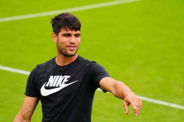 Carlos Alcaraz practices Wimbledon Tennis Championships, Practice and Previews, The All England Lawn Tennis and Croquet Club, London, UK - 28 Jun 2024  Copyright: xJavierxGarcia Shutterstockx 14560178ed
