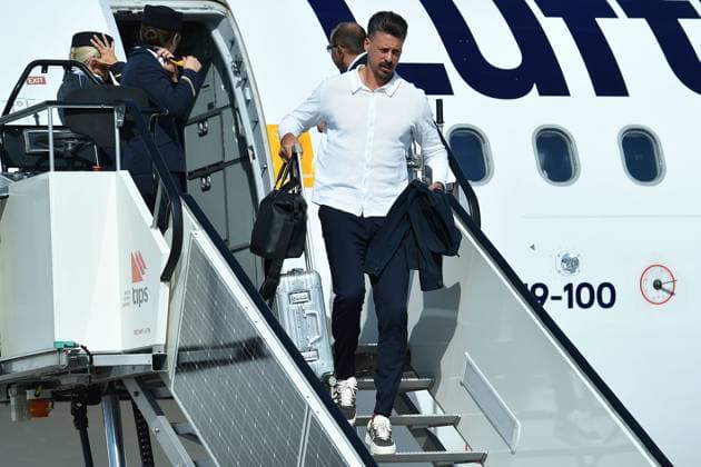 Dortmund Airport empfängt deutsche Nationalmannschaft Die deutsche Nationalmannschaft bei der Ankunft am Dortmund Airport. Sandro Wagner ( Assistenztrainer Deutschland )