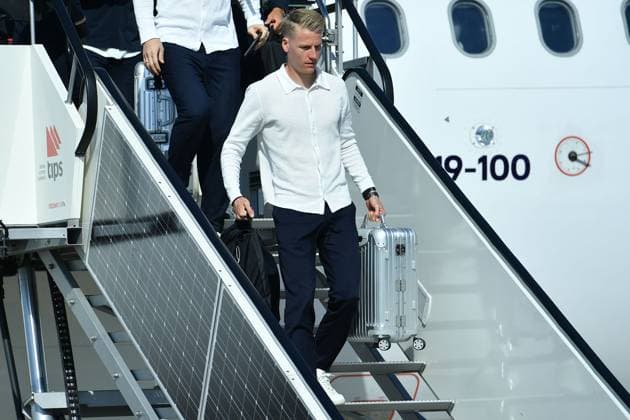 Dortmund Airport empfängt deutsche Nationalmannschaft Die deutsche Nationalmannschaft bei der Ankunft am Dortmund Airport. Chris Jan Führich ( Deutschland )