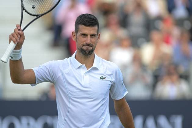 Novac Djokovic wins the second ATP, Tennis Herren Exhibition single mnatch against Daniil Medvedev during the Giorgio Armani Tennis Classic at the Hurlingham Club, London, UK on 28 June 2024. Copyright: xPhilxHutchinsonx 41280041