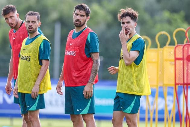EM 2024: Portugal Training in Marienfeld am 28.06.2024 Spieler von Portugal beim Training, u.a. mit Bernardo Silva ( 10, Portugal) , Vitinha ( 23, Portugal)