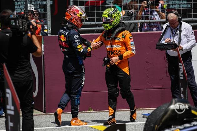 1 Max Verstappen (NLD, Oracle Red Bull Racing), 4 Lando Norris (GBR, McLaren Formula 1 Team), F1 Grand Prix of Austria at Red Bull Ring on June 29, 2024 in Spielberg, Austria. (Photo by HOCH ZWEI) Spielberg Austria