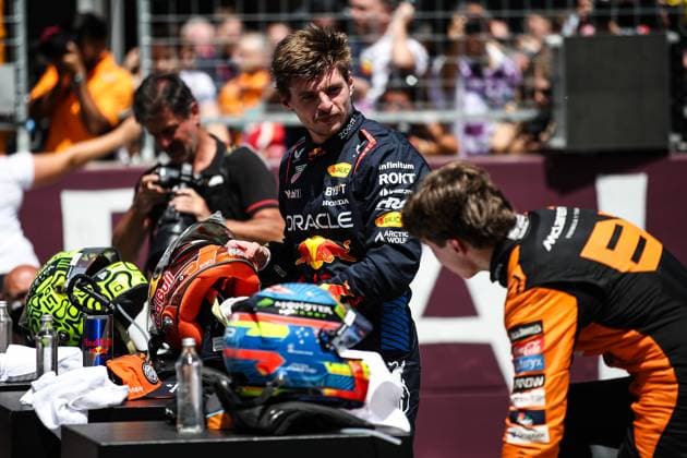 1 Max Verstappen (NLD, Oracle Red Bull Racing), 81 Oscar Piastri (AUS, McLaren Formula 1 Team), F1 Grand Prix of Austria at Red Bull Ring on June 29, 2024 in Spielberg, Austria. (Photo by HOCH ZWEI) Spielberg Austria