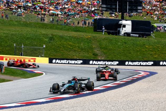 63 RUSSELL George (gbr), Mercedes AMG F1 Team W15, action during the Formula 1 Qatar Airways Austrian Grand Prix 2024, 11th round of the 2024 Formula One World Championship, WM, Weltmeisterschaft from June 28 to 30, 2024 on the Red Bull Ring, in Spielberg, Austria - F1 - AUSTRIAN GRAND PRIX 2024 DPPI Panoramic  240629_R11_AUSTRIA_DP_F12024GP11AUT_JK429311