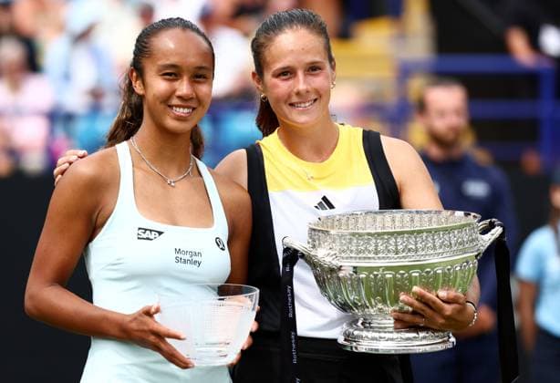 Leylah Fernandez of Canada and Daria Kasatkina after Women s Singles Final. Rothesay International Eastbourne, Day 7, Tennis, Devonshire Park, Eastbourne, UK - 29 June 2024  Copyright: xJamesxMarsh Shutterstockx 14555509bc