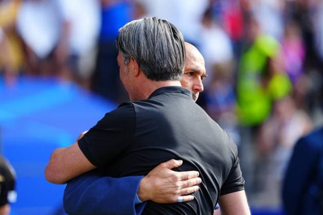 Luciano Spalletti (Italien, Trainer) und Murat Yakin (Schweiz, Trainer) GER, Schweiz vs. Italien, Fussball Europameisterschaft, UEFA EURO, EM, Europameisterschaft,Fussball 2024, Achtelfinale, 29.06.2024 GER, Schweiz vs. Italien, Fussball Europameisterschaft, UEFA Euro 2024, Achtelfinale, 29.06.2024 Berlin Copyright: xEibner-Pressefoto MarcelxvonxFehrnx EP_MFN