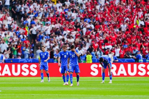 Enttaeuschung Italien nach Tor zum 1:0 Remo Freuler (Schweiz, 08) GER, Schweiz vs. Italien, Fussball Europameisterschaft, UEFA EURO, EM, Europameisterschaft,Fussball 2024, Achtelfinale, 29.06.2024 GER, Schweiz vs. Italien, Fussball Europameisterschaft, UEFA Euro 2024, Achtelfinale, 29.06.2024 Berlin Copyright: xEibner-Pressefoto MarcelxvonxFehrnx EP_MFN