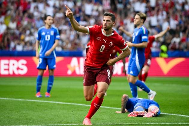 Switzerland v Italy - UEFA EURO, EM, Europameisterschaft,Fussball 2024 Remo Freuler of Switzerland celebrates after scoring a goal during the UEFA EURO 2024 round of 16 football match between Switzerland and Italy. Berlin Germany Copyright: xNicolòxCampox