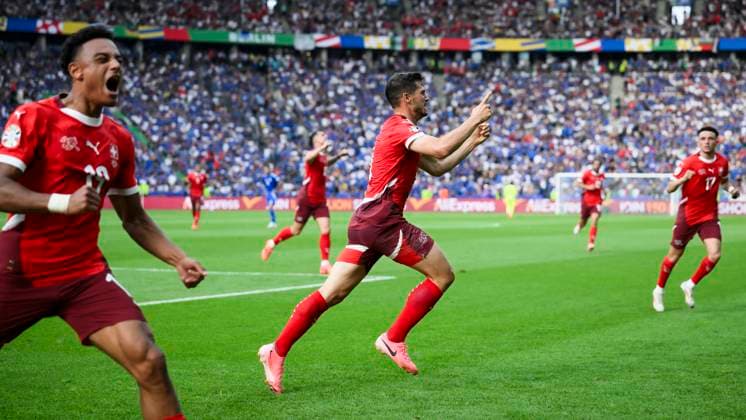 Switzerland v Italy - UEFA EURO, EM, Europameisterschaft,Fussball 2024 Remo Freuler of Switzerland celebrates after scoring a goal during the UEFA EURO 2024 round of 16 football match between Switzerland and Italy. Berlin Germany Copyright: xNicolòxCampox