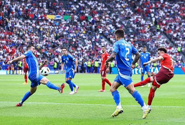 Ruben Vargas of Switzerland scores the second goal 2-0 Switzerland v Italy, UEFA European Championship, EM, Europameisterschaft 2024, Round of 16, Football, Olympiastadion, Berlin, Germany - 29 Jun 2024 EDITORIAL USE ONLY No use with unauthorised audio, video, data, fixture lists, club league logos or live services. Online in-match use limited to 120 images, no video emulation. No use in betting, games or single club league player publications. Copyright: xMichaelxZemanek Shutterstockx 14562039av