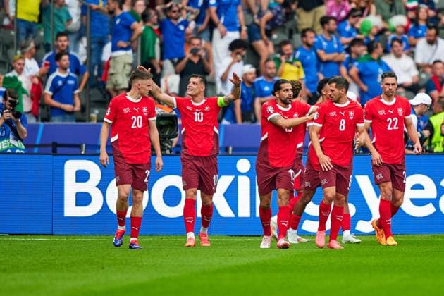 Schweiz Jubel zum 2:0, GER, UEFA EURO, EM, Europameisterschaft,Fussball 2024, Fussball Herren, UEFA EM 2024, Achtelfinale, Round of 16, Schweiz vs. Italien, Switzerland vs. Italy, 29.06.2024. GER, UEFA Euro 2024, Fussball Herren, UEFA EM 2024, Achtelfinale, Round of 16, Schweiz vs. Italien, Switzerland vs. Italy, 29.06.2024. Berlin Copyright: xEibner-Pressefotox xClaudiusxRauchx EP_CRH