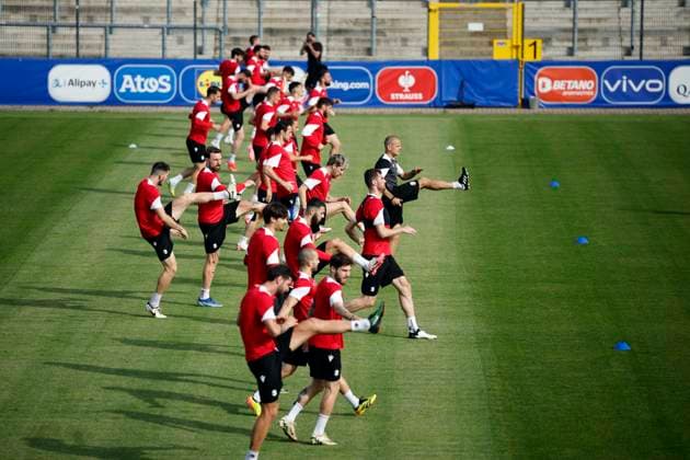 Georgia s players take part during a training session in Velbert, Germany, 29 June 2024. The team prepares its Euro2024 round of 16 soccer game against Spain on next 30 June. Georgia s training session !ACHTUNG: NUR REDAKTIONELLE NUTZUNG!  Copyright: xALBERTOxESTEVEZx GRAF9483 20240629-55014013722_1