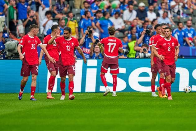 Schweiz Jubel zum 2:0, GER, UEFA EURO, EM, Europameisterschaft,Fussball 2024, Fussball Herren, UEFA EM 2024, Achtelfinale, Round of 16, Schweiz vs. Italien, Switzerland vs. Italy, 29.06.2024. GER, UEFA Euro 2024, Fussball Herren, UEFA EM 2024, Achtelfinale, Round of 16, Schweiz vs. Italien, Switzerland vs. Italy, 29.06.2024. Berlin Copyright: xEibner-Pressefotox xClaudiusxRauchx EP_CRH