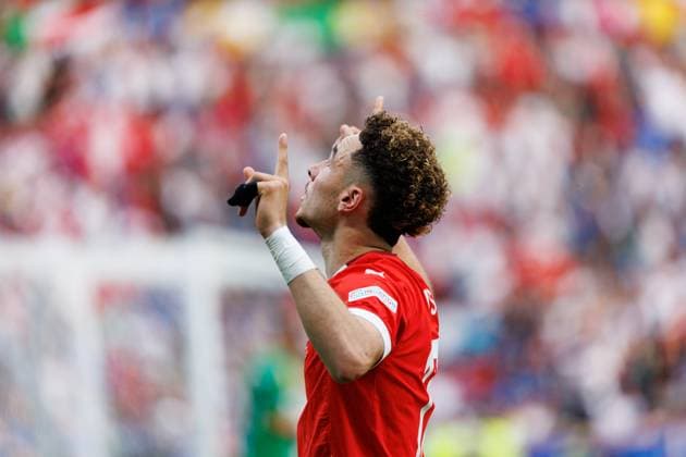 Ruben Vargas seen celebrating after scoring goal during UEFA EURO, EM, Europameisterschaft,Fussball 2024 Round of 16 game between national teams of Switzerland and Italy at Olympiastadion, Berlin, Germany (Maciej Rogowski) Berlin Olympiastadion Germany Copyright: xMaciejxRogowskix suiita-25