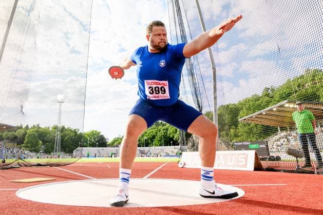 Sport Themen der Woche KW26 Sport Bilder des Tages 240629 Daniel Stahl, Sparvägens FK, tävlar i kvalet till herrarnas diskus under dag 2 av Friidrotts-SM den 29 juni 2024 i Uddevalla. *** 240629 Daniel Stahl, Sparvägens FK, competes in the mens discus qualification on day 2 of the Swedish Athletics Championships on June 29, 2024 in Uddevalla  Copyright: CARLxSANDIN BB240629CS110