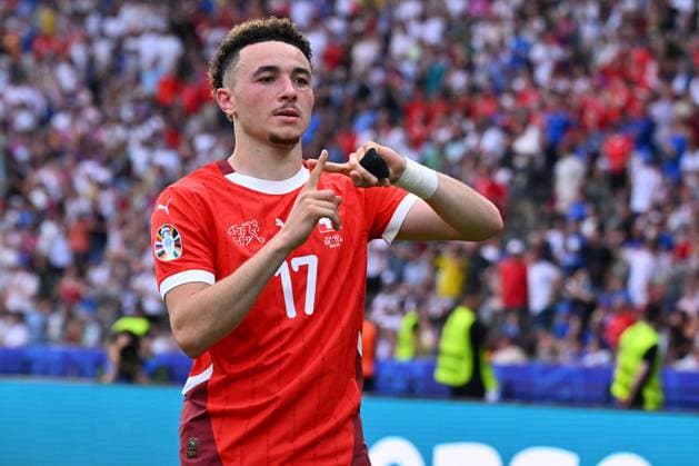 Ruben Vargas of Switzerland celebrates after scoring the gol of 2-0 during the UEFA EURO, EM, Europameisterschaft,Fussball 2024 Round of 16 match between Switzerland and Italy at Olympiastadion, June 29, 2024 in Berlin, Germany.  Copyright: xDomenicoxCippitelli IPAxSportx x xx IPA_47599544 IPA_Agency_IPA47599544