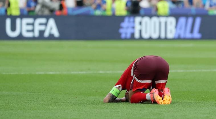 Granit Xhaka jubelt nach Sielende Freude Emotion Jubel Fußball Fussball Europameisterschaft Euro 2024 EM Herren Saison 2023 2024 29.06.2024 Schweiz SUI vs. Italien ITA in Berlin DFL regulations prohibit any use of photographs as image sequences and or quasi-video.