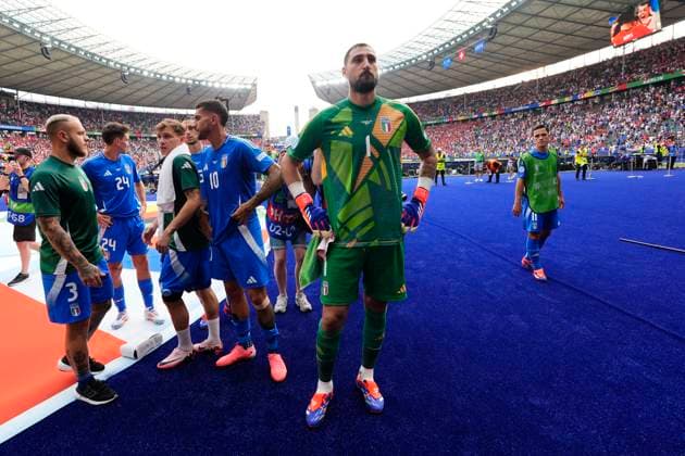 Italy s goalkeeper Gianluigi Donnarumma dejected during the Euro 2024 soccer match between Swiss and Italy at the Olympiastadion, Berlin, Germany - Saturday 29, June, 2024. - Soccer .  Copyright: xFabioxFerrari LaPressex