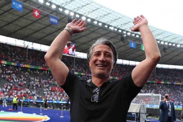 29.06.2024, xtgx, Fussball EM 2024 1 8 Finale, Schweiz - Italien emspor, v.l. Jubel, Freude, Emotionen ueber den Sieg bei Trainer Head Coach Murat Yakin (Schweiz) (UEFA REGULATIONS PROHIBIT ANY USE OF PHOTOGRAPHS as IMAGE SEQUENCES and or QUASI-VIDEO) Berlin