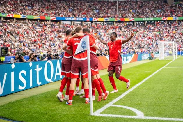 Switzerland v Italy, UEFA EURO, EM, Europameisterschaft,Fussball 2024, Berlin, Germany Berlin, Germany. 29th, June 2024. Ruben Vargas (17) of Switzerland scores for 2-0 during the UEFA Euro 2024 round of 16 match between Switzerland and Italy at Olympiastadion in Berlin. Berlin Germany  Copyright: xGonzalesxPhoto FrederikkexJensenx