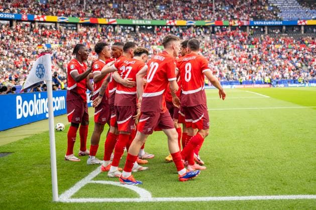 Switzerland v Italy, UEFA EURO, EM, Europameisterschaft,Fussball 2024, Berlin, Germany Berlin, Germany. 29th, June 2024. Ruben Vargas (17) of Switzerland scores for 2-0 during the UEFA Euro 2024 round of 16 match between Switzerland and Italy at Olympiastadion in Berlin. Berlin Germany  Copyright: xGonzalesxPhoto FrederikkexJensenx