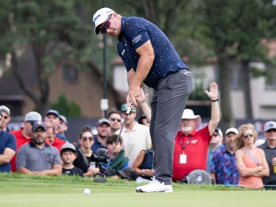 DETROIT, MI - JUNE 29: Ryan Fox (NZL) putts the ball during the third round of the Rocket Mortgage Classic on June 29, 2024 at Detroit Golf Club in Detroit, Michigan. (Photo by Joseph Weiser Icon Sportswire) GOLF: JUN 29 PGA, Golf Herren Rocket Mortgage Classic EDITORIAL USE ONLY Icon2406290303