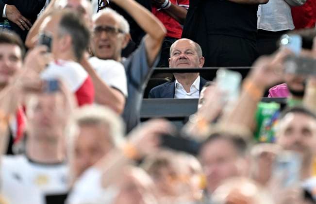 29.06.2024, Fussball UEFA EURO, EM, Europameisterschaft,Fussball 2024, Achtelfinale, Deutschland - Dänemark, in der BVB-Arena Dortmund, Bundeskanzler Olaf Scholz (Deutschland)