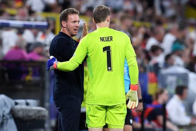 Fußball UEFA EURO, EM, Europameisterschaft,Fussball 2024 Achtelfinale Deutschland - Dänemark am 29.06.2024 im BVB Stadion Dortmund in Dortmund Julian Nagelsmann ( Bundestrainer Trainer Deutschland ), links - Manuel Neuer ( Deutschland ), rechts