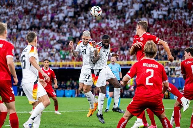 240629 Robert Andrich and Antonio Ruediger of Germany during the UEFA EURO, EM, Europameisterschaft,Fussball 2024 Football Championship round of 16 match between Germany and Denmark on June 29, 2024 in Dortmund. Photo: Jesper Zerman BILDBYRAN kod JZ JZ0545 fotboll football soccer fotball fotbolls-em europamästerskap em uefa euro uefa european football championship euro 2024 tyskland germany danmark denmark bbeng Copyright: JESPERxZERMAN BB240629JZ051