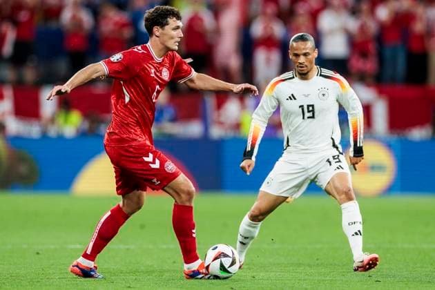 UEFA EURO, EM, Europameisterschaft,Fussball 2024: Deutschland - Dänemark; 29.06.2024 Andreas Christensen (Dänemark, 6), Leroy Sane (Deutschland, 19). UEFA EURO 2024: Deutschland - Dänemark; BVB Stadion Dortmund, Dortmund am 29.06.2024 Copyright: xBEAUTIFULxSPORTS Wunderlx