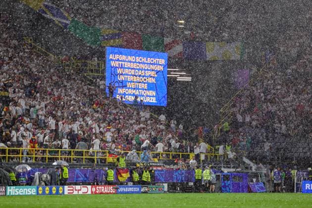 Germany v Denmark Euro 2024 29 06 2024. Round of 16 Play suspended due to thunderstorms during the Round of 16 Euro 2024 match between Germany and Denmark at Signal Iduna Park, Dortmund, Germany on 29 June 2024. Editorial use only , Copyright: xNigelxKeenex PSI-19906-0015