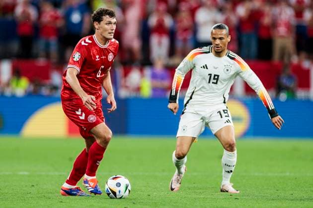 UEFA EURO, EM, Europameisterschaft,Fussball 2024: Deutschland - Dänemark; 29.06.2024 Andreas Christensen (Dänemark, 6), Leroy Sane (Deutschland, 19). UEFA EURO 2024: Deutschland - Dänemark; BVB Stadion Dortmund, Dortmund am 29.06.2024 Copyright: xBEAUTIFULxSPORTS Wunderlx