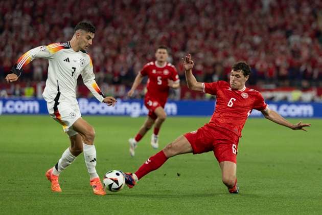 UEFA EURO, EM, Europameisterschaft,Fussball 2024: Deutschland - Dänemark; 29.06.2024 Kai Havertz (Deutschland, 7), Andreas Christensen (Dänemark, 6). UEFA EURO 2024: Deutschland - Dänemark; BVB Stadion Dortmund, Dortmund am 29.06.2024 Copyright: xBEAUTIFULxSPORTS Wunderlx