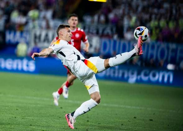 Dortmund, Signal Iduna Park, 29.06.2024: Joshua Kimmich of germany controls the ball during the match UEFA European Championship, EM, Europameisterschaft 2024 Germany v. Denmark.
