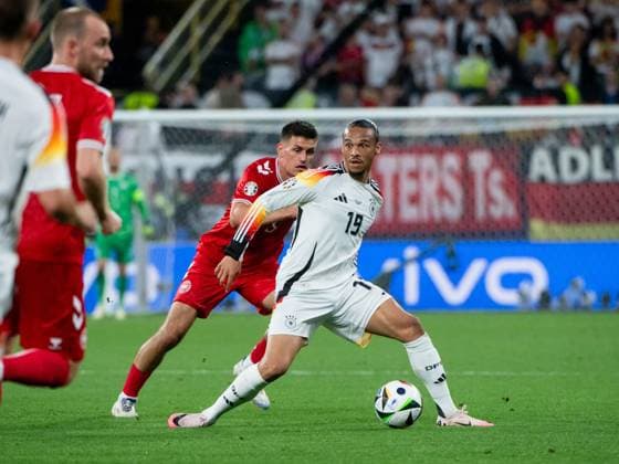 Leroy Sane (Deutschland, 19) im Zweikampf mit Joakim Maehle Pedersen (Daenemark, 05), GER, Germany (GER) vs Denmark (DEN), Fussball Europameisterschaft, UEFA EURO, EM, Europameisterschaft,Fussball 2024, Round of 16, 29.06.2024 GER, Germany (GER) vs Denmark (DEN), Fussball Europameisterschaft, UEFA EURO 2024, Round of 16, 29.06.2024 Dortmund Copyright: xEibner-Pressefoto Memmlerx EP_MMR