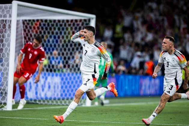 Dortmund, Signal Iduna Park, 29.06.2024: Kai Havertz of germany celebrates scoring the 1:0 goal per penalty during the match UEFA European Championship, EM, Europameisterschaft 2024 Germany v. Denmark.