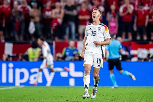 240629 Nico Schlotterbeck of Germany celebrates after 2-0 during the UEFA EURO, EM, Europameisterschaft,Fussball 2024 Football Championship round of 16 match between Germany and Denmark on June 29, 2024 in Dortmund. Photo: Jesper Zerman BILDBYRAN kod JZ JZ0545 fotboll football soccer fotball fotbolls-em europamästerskap em uefa euro uefa european football championship euro 2024 tyskland germany danmark denmark bbeng celebrate jubel Copyright: JESPERxZERMAN BB240629JZ108