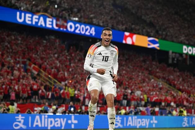 Jubel 2:0 Jamal Musiala (Deutschland) 29.06.2024, Fussball Europameisterschaft 2024, Achtelfinale Deutschland - Dänemark Dortmund Nordrhein Westfalen Deutschland