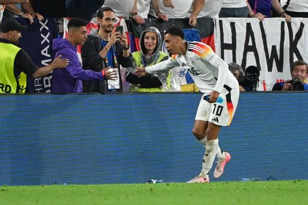 Fußball, Herren, Saison 2023 24, Euro EM 2024 (Achtelfinale in Dortmund), Deutschland - Dänemark, Jamal Musiala (Deutschland) Torjubel, jubelt nach dem Tor zum 2:0 , 29.06. 2024, Copyright: xMatthiasxKochx