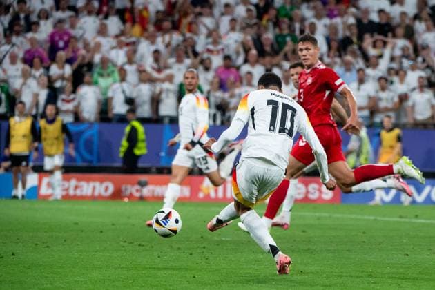 Jamal Musiala (Deutschland, 10) trifft das Tor zum 2:0, GER, Germany (GER) vs Denmark (DEN), Fussball Europameisterschaft, UEFA EURO, EM, Europameisterschaft,Fussball 2024, Round of 16, 29.06.2024 GER, Germany (GER) vs Denmark (DEN), Fussball Europameisterschaft, UEFA EURO 2024, Round of 16, 29.06.2024 Dortmund Copyright: xEibner-Pressefoto Memmlerx EP_MMR