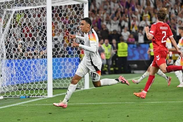 29.06.2024, xjrdrx, Fussball EM 2024 1 8 Finale, Deutschland - Dänemark emspor, v.l. Torjubel nach dem Tor zum celebrating the goal celebrate 2:0 durch Jamal Musiala (Deutsche Fussball Nationalmannschaft DFB) (UEFA REGULATIONS PROHIBIT ANY USE OF PHOTOGRAPHS as IMAGE SEQUENCES and or QUASI-VIDEO) Dortmund
