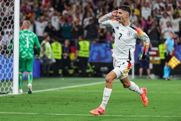 EM 2024: Deutschland - Dänemark am 29.06.2024 in dem BVB Stadion Dortmund in Dortmund Jubel, Torjubel, Torschuetze, Torschütze Kai Havertz (Deutschland 7) jubelt nach seinem Tor zum 1 zu 0